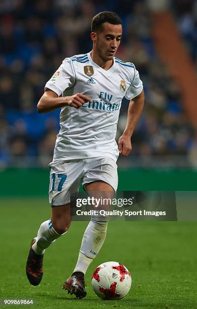 Lucas Vazquez of Real Madrid in action during the Spanish Copa del Rey Quarter Final Second Leg match between Real Madrid and Leganes at Bernabeu on...