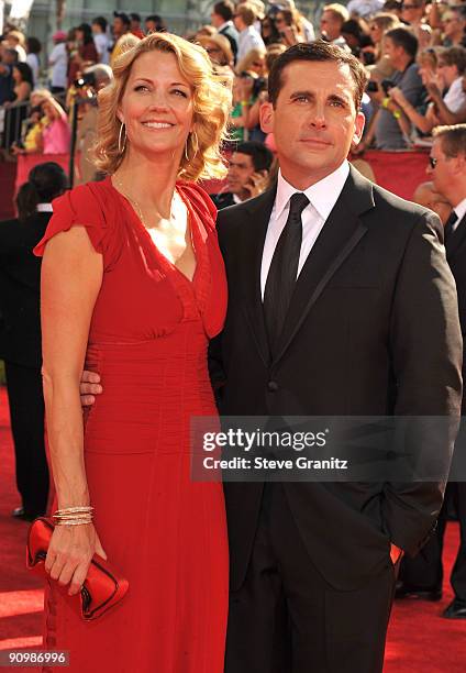 Actor Steve Carell and wife Nancy Carell arrive at the 61st Primetime Emmy Awards held at the Nokia Theatre on September 20, 2009 in Los Angeles,...