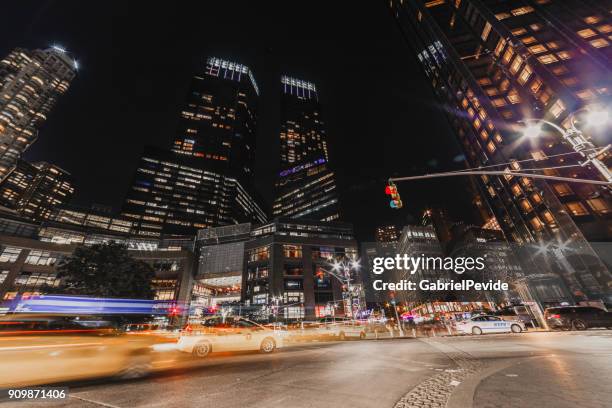 columbus circle new york city at night - columbus circle stock pictures, royalty-free photos & images