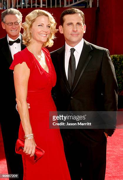 Actor Steve Carell and wife Nancy Carell arrive at the 61st Primetime Emmy Awards held at the Nokia Theatre on September 20, 2009 in Los Angeles,...