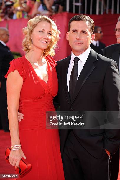 Actor Steve Carell and wife Nancy Carell arrive at the 61st Primetime Emmy Awards held at the Nokia Theatre on September 20, 2009 in Los Angeles,...