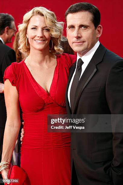 Actor Steve Carell and wife Nancy Carell arrives at the 61st Primetime Emmy Awards held at the Nokia Theatre on September 20, 2009 in Los Angeles,...