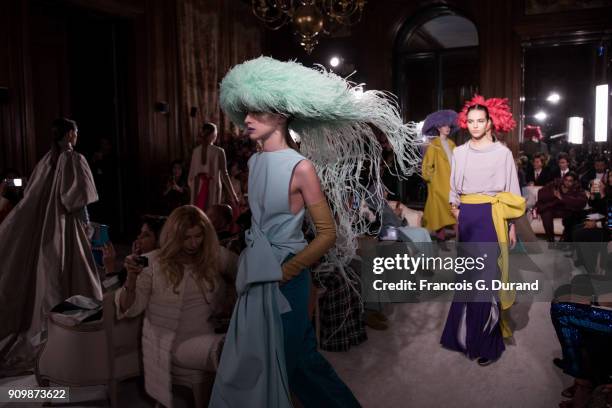 Model walks the runway during the Valentino Haute Couture Spring Summer 2018 show as part of Paris Fashion Week on January 24, 2018 in Paris, France.