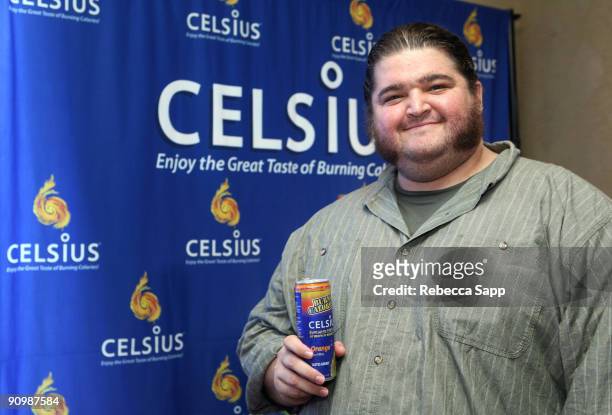 Actor Jorge Garcia poses at the Celsius booth during the HBO Luxury Lounge in honor of the 61st Primetime Emmy Awards held at the Four Seasons Hotel...