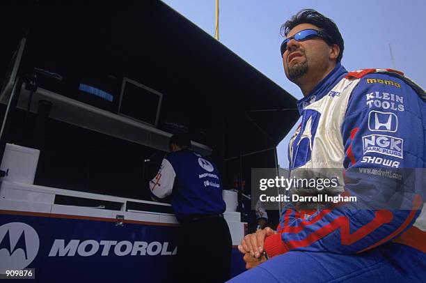 Team Motorola driver Michael Andretti sits in the pits before the Grand Prix of Chicago round 7 of the CART FedEx Championship Series on June 30,...