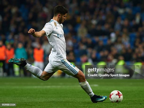 Marco Asensio of Real Madrid in action during the Spanish Copa del Rey Quarter Final Second Leg match between Real Madrid and Leganes at Bernabeu on...