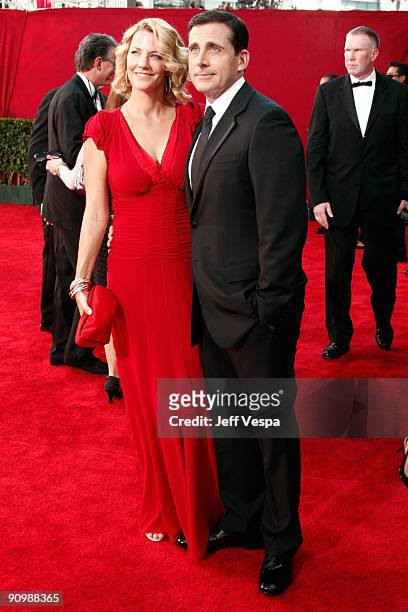 Actor Steve Carell and wife Nancy Carell arrives at the 61st Primetime Emmy Awards held at the Nokia Theatre on September 20, 2009 in Los Angeles,...