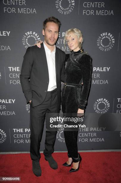 Taylor Kitsch and Andrea Riseborough attend "Waco" world premiere screening at The Paley Center for Media on January 24, 2018 in New York City.