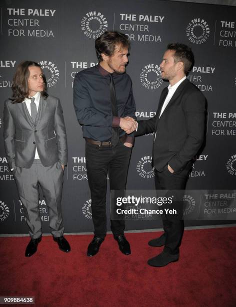 Rory Culkin, Michael Shannon and Taylor Kitsch attend "Waco" world premiere screening at The Paley Center for Media on January 24, 2018 in New York...