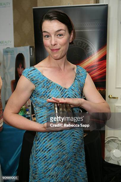 Actress Olivia Williams poses at the Camacho booth during the HBO Luxury Lounge in honor of the 61st Primetime Emmy Awards held at the Four Seasons...