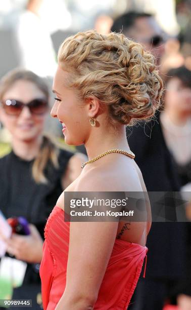 Actress Hayden Panettiere arrives at the 61st Primetime Emmy Awards held at the Nokia Theatre LA Live on September 20, 2009 in Los Angeles,...