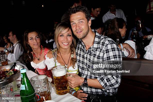 Wayne Carpendale and girlfriend Annemarie Warnkross attend the Oktoberfest 2009 at Kaefer Schaenke at the Theresienwiese on September 20, 2009 in...