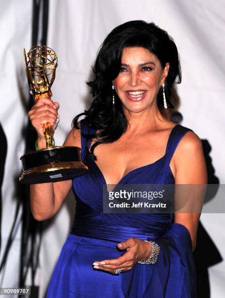 Actress Shohreh Aghdashloo poses with award in the press room at the 61st Primetime Emmy Awards held at the Nokia Theatre on September 20, 2009 in...
