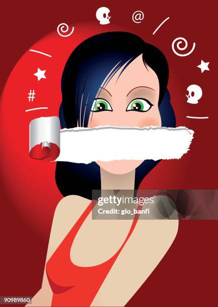 silence - split face stock illustrations