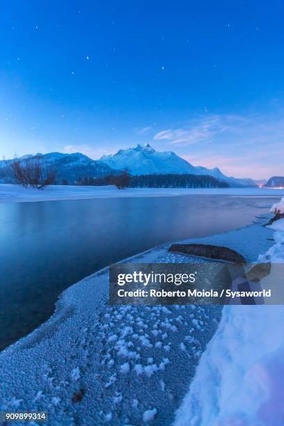 lake sils, engadine, switzerland - svizzera imagens e fotografias de stock