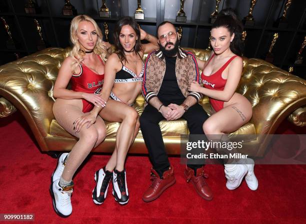 Adult film actresses Nikki Benz and Tori Black, adult film producer/director Greg Lansky and adult film actress Lana Rhoades appear at Lansky's...