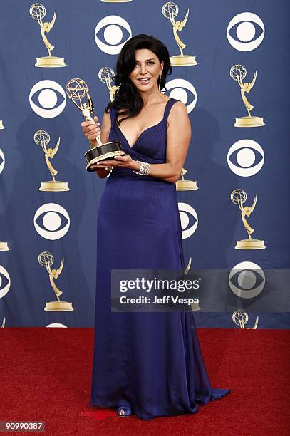 Actress Shohreh Aghdashloo poses in the press room at the 61st Primetime Emmy Awards held at the Nokia Theatre on September 20, 2009 in Los Angeles,...