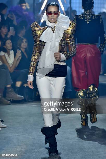 Bella Hadid walks the runway during the Alexandre Vauthier Haute Couture Spring Summer 2018 show as part of Paris Fashion Week on January 23, 2018 in...