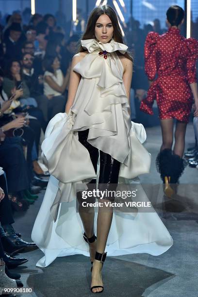 Model walks the runway during the Alexandre Vauthier Haute Couture Spring Summer 2018 show as part of Paris Fashion Week on January 23, 2018 in...