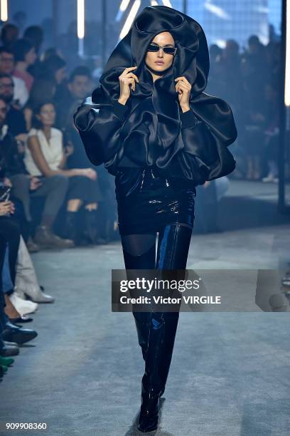 Model walks the runway during the Alexandre Vauthier Haute Couture Spring Summer 2018 show as part of Paris Fashion Week on January 23, 2018 in...