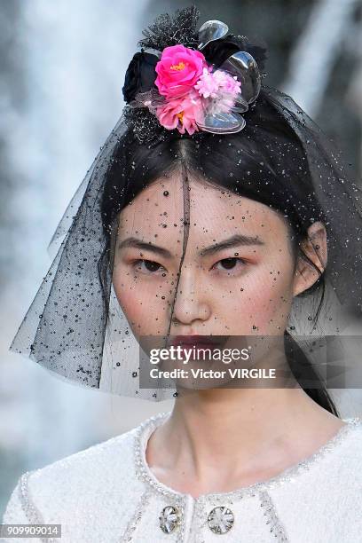 Model walks the runway during the Chanel Haute Couture Spring Summer 2018 show as part of Paris Fashion Week on January 23, 2018 in Paris, France.