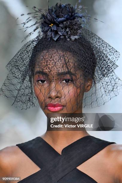 Model walks the runway during the Chanel Haute Couture Spring Summer 2018 show as part of Paris Fashion Week on January 23, 2018 in Paris, France.