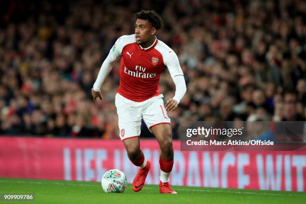 Alex Iwobi of Arsenal during the Carabao Cup Semi-Final 2nd leg match between Arsenal and Chelsea at Emirates Stadium on January 24, 2018 in London,...