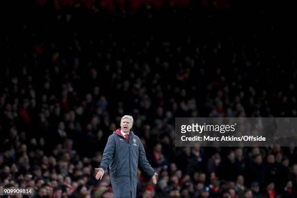 Arsene Wenger manager of Arsenal during the Carabao Cup Semi-Final 2nd leg match between Arsenal and Chelsea at Emirates Stadium on January 24, 2018...