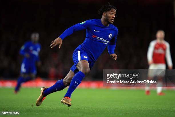 Michy Batshuayi of Chelsea during the Carabao Cup Semi-Final 2nd leg match between Arsenal and Chelsea at Emirates Stadium on January 24, 2018 in...