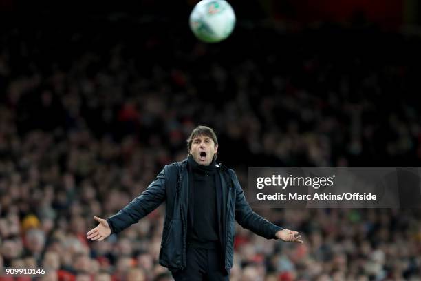 Antonio Conte manager of Chelsea during the Carabao Cup Semi-Final 2nd leg match between Arsenal and Chelsea at Emirates Stadium on January 24, 2018...