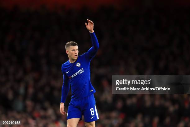 Ross Barkley of Chelsea during the Carabao Cup Semi-Final 2nd leg match between Arsenal and Chelsea at Emirates Stadium on January 24, 2018 in...