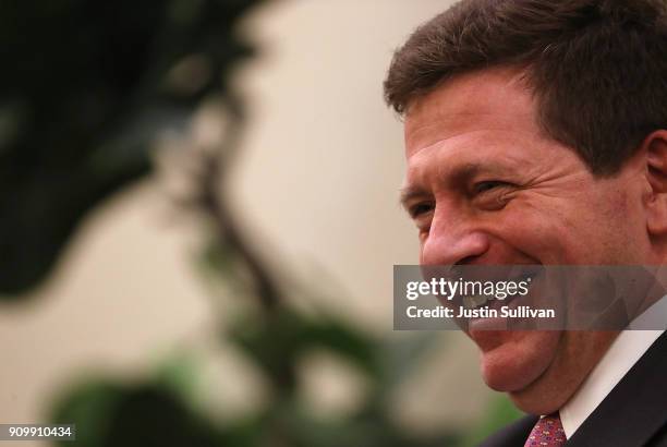 Securities and Exchange Commission chairman Jay Clayton speaks at Stanford University Rock Center for Corporate Governance on January 24, 2018 in...