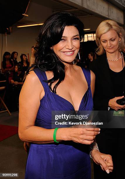 Actress Shohreh Aghdashloo, winner of the Best Supporting Actress in a Miniseries or Movie award for "House Of Saddam" backstage at the 61st...