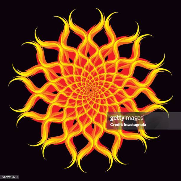 fire flower - converging lines black vector stock illustrations