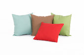 Four different colored pillows