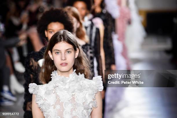 Models walk the runway during the Giambattista Valli Spring Summer 2018 show as part of Paris Fashion Week on January 22, 2018 in Paris, France.