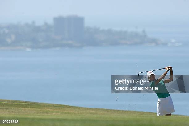 Lorena Ochoa of Mexico tees off the hole during the final round of the LPGA Samsung World Championship on September 20, 2009 at Torrey Pines Golf...