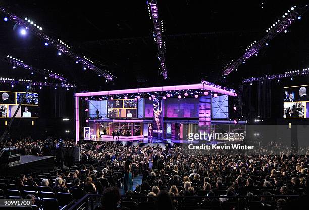 General view of the stage during the 61st Primetime Emmy Awards held at the Nokia Theatre on September 20, 2009 in Los Angeles, California.
