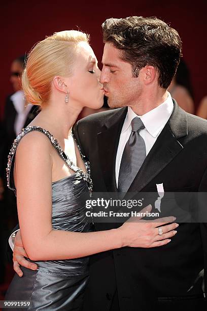 Actors Scott Bailey and Adrienne Frantz arrive at the 61st Primetime Emmy Awards held at the Nokia Theatre on September 20, 2009 in Los Angeles,...