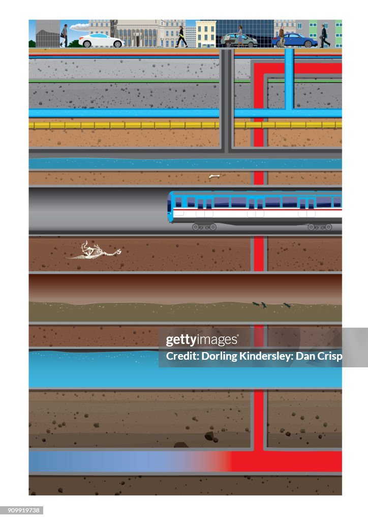 Illustration of underneath a city