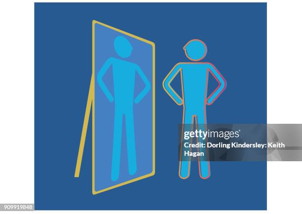 figure in mirror - looking into mirror stock illustrations