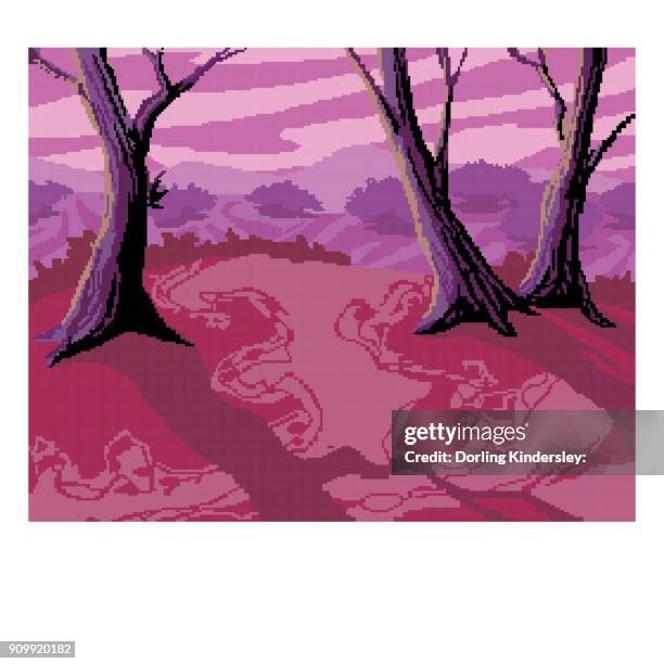 mystery landscape - pink cloud white background stock illustrations