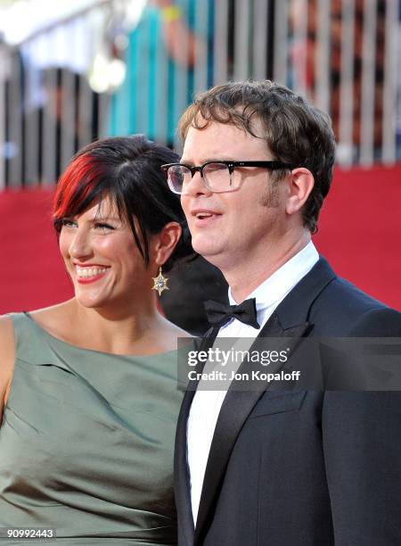 Actor Rainn Wilson and guest arrive at the 61st Primetime Emmy Awards held at the Nokia Theatre LA Live on September 20, 2009 in Los Angeles,...