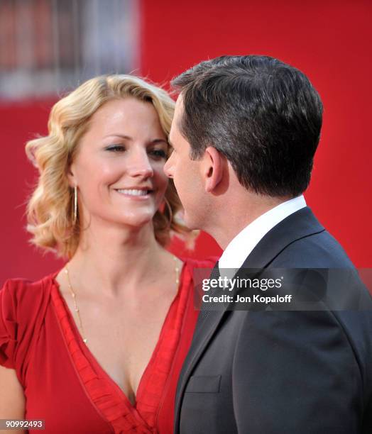 Actor Steve Carell and wife Nancy Carell arrive at the 61st Primetime Emmy Awards held at the Nokia Theatre LA Live on September 20, 2009 in Los...