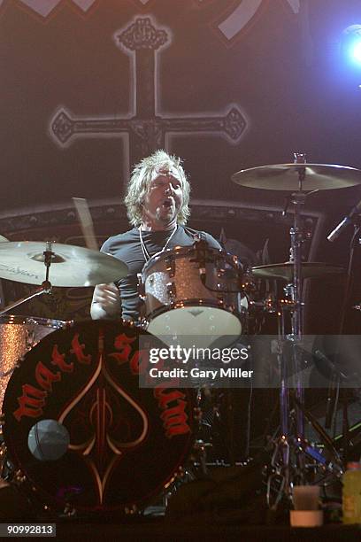 Musician Matt Sorum performs in concert with Motorhead at Stubb's Bar-B-Q on September 20, 2009 in Austin, Texas.