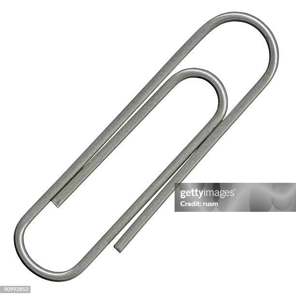 paper clip isolated with clipping path on white background - clip stockfoto's en -beelden