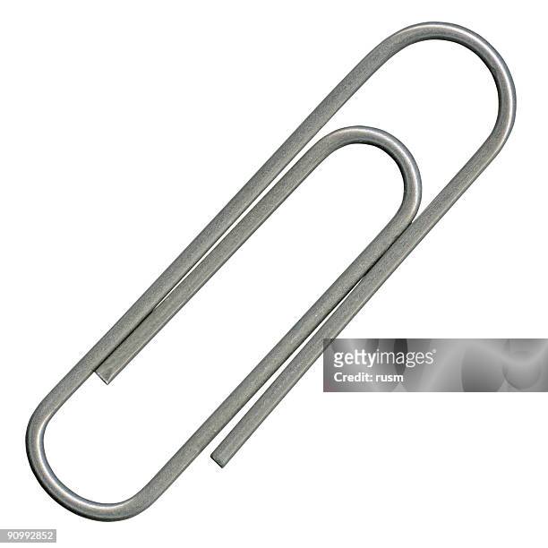 paper clip isolated with clipping path on white background - clip stock pictures, royalty-free photos & images