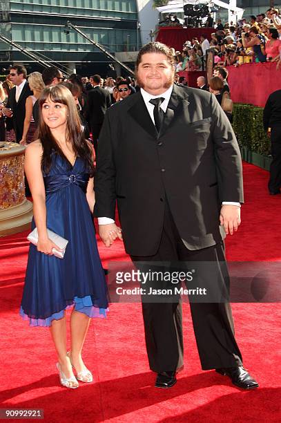 Actor Jorge Garcia and guest arrive at the 61st Primetime Emmy Awards held at the Nokia Theatre on September 20, 2009 in Los Angeles, California.