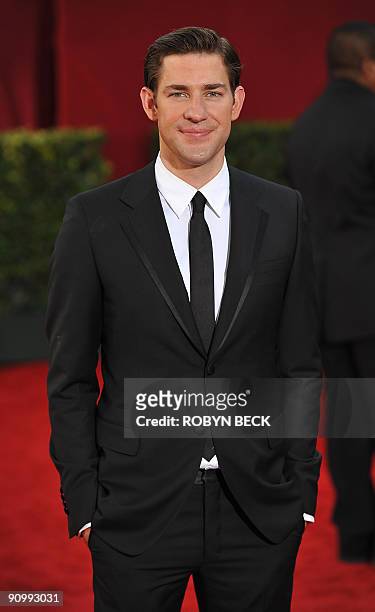 Actor John Krasinski arrives on the red carpet for the 2009 Emmy Awards at the Nokia Theater in Los Angeles on September 20, 2009. Period drama "Mad...