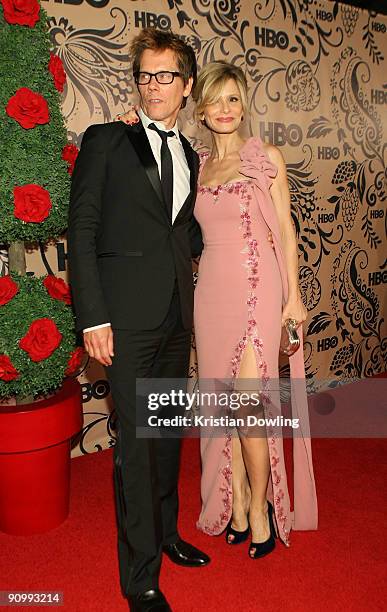 Actor Kevin Bacon and wife Kyra Sedgwick attend HBO's post Emmy Awards reception at the Pacific Design Center on September 20, 2009 in West...